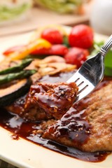 Fork cutlet on a plate