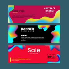 Vector design for horizontal banners set, web banners with Colorful liquid shapes with gradients.