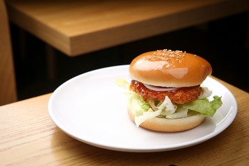 Hamburger on a plate
