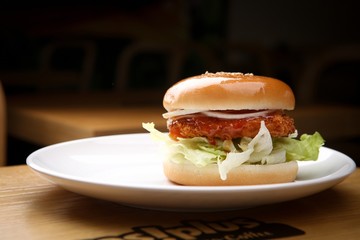Hamburger on a plate