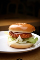Hamburger on a plate