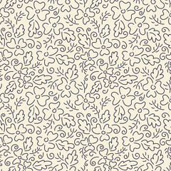 Fototapeta na wymiar Monochrome. Seamless pattern. Simple flat floral motif . Suitable for fabrics, Wallpapers, album covers, phone cases.