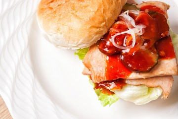 Hamburger on a plate