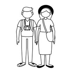Isolated traveler couple vector design