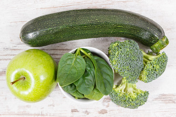 Natural green fruit and vegetables as source vitamins and minerals, healthy nutrition concept