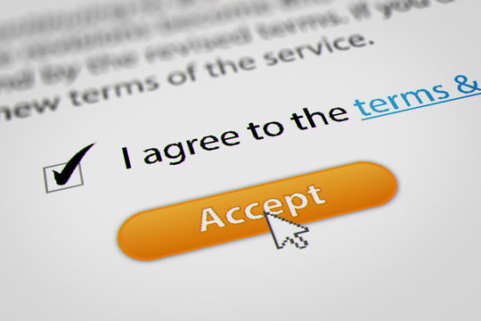 Mouse Cursor Clicking Accept for Terms and Conditions Agreement. 
