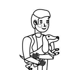 Boy with dog cartoon design