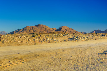 Plakat Mountains in arabian desert not far from the Hurghada city, Egypt