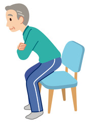 スクワットをする高齢者　体操