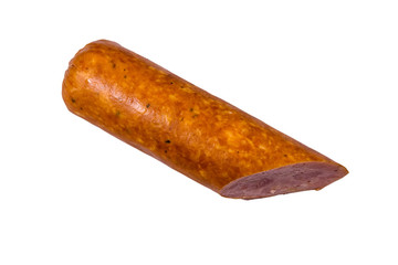 Smoked sausage isolated on white background