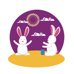 Obraz premium Rabbits of mid autumn festival vector design