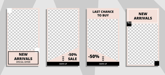 Commercial stories design, eps 10. Editable story cover design for promotion. Geometrical elements, trendy colours.