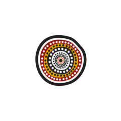 Aboriginal art dots painting icon logo design vector illustration template