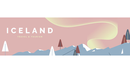 Iceland travel and tourism poster design, pastel theme