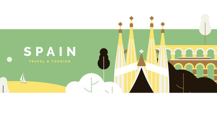 Spain travel and tourism poster design, pastel theme © momosama