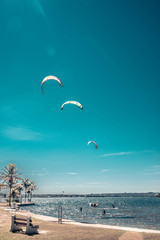 A beautiful view of kitesurf sport in Brasilia, Brazil