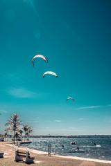 A beautiful view of kitesurf sport in Brasilia, Brazil