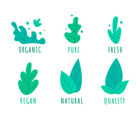 Hand drawn farm organic logo templates set