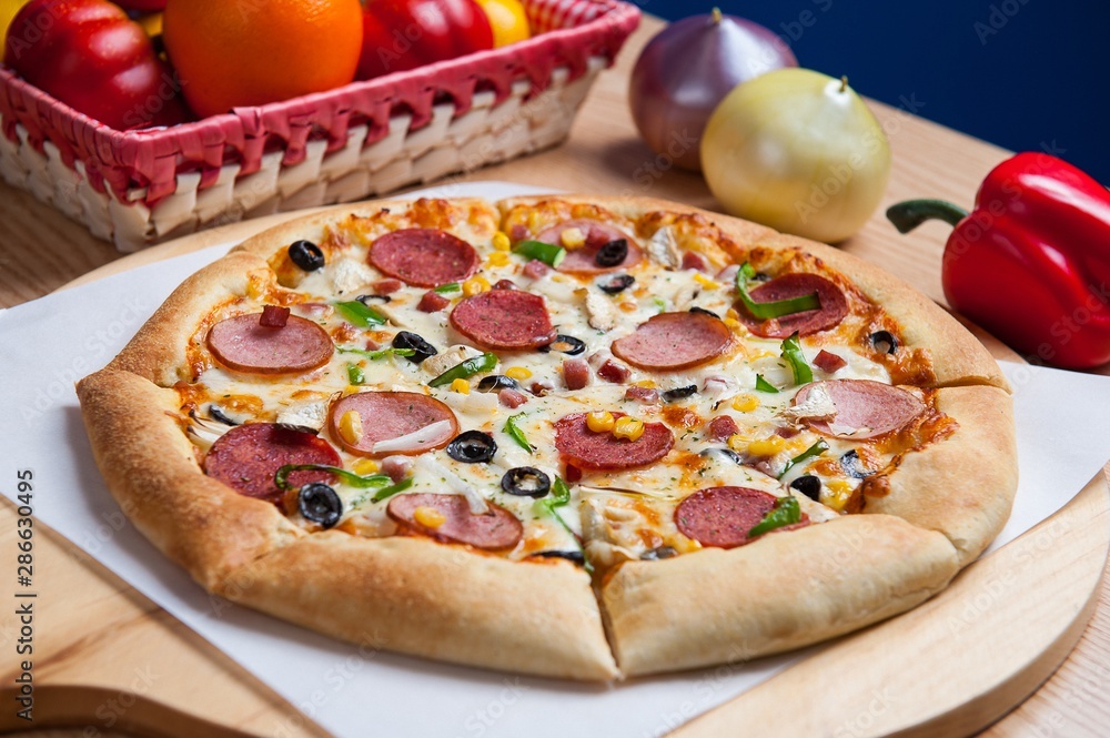 Sticker pizza on the table