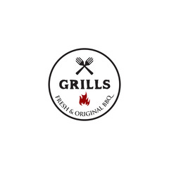 Grill barbecue bbq logo design inspiration vector template