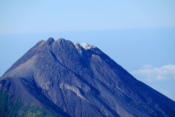 Summit of Merapi Volcano in Yogyakarta, a view from Merbabu Mountain, Magelang, Central Java, Indonesia.