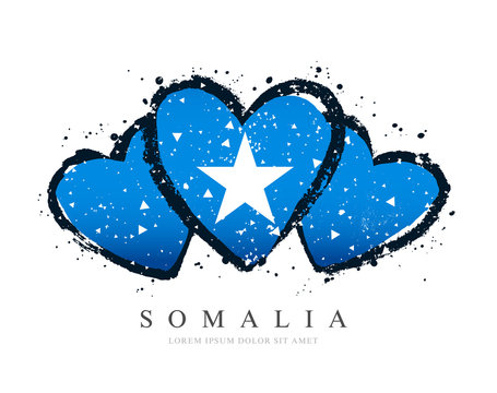 Somali Flag In The Form Of Three Hearts.