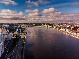 Fototapeta na wymiar Aerial view of the city of St. Petersburg in the early morning.