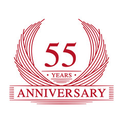 55 years design template. Fifty-five years jubilee logo. Vector and illustration.