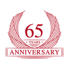 65 years design template. Sixty-five years jubilee logo. Vector and illustration.