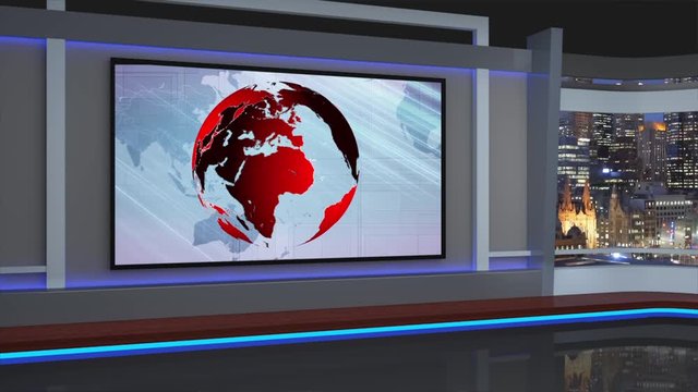 09HD News Virtual Studio Green Screen Background Pink Red Globe