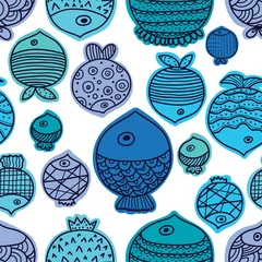 Wallpaper murals Ocean animals Cute fish. Vector seamless pattern. Vector seamless pattern. Can be used in textile industry, paper, background, scrapbooking.