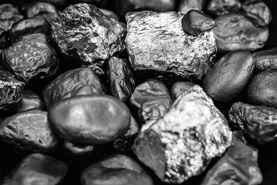 silver nuggets, pile of gems. Luxury or mining concept.
