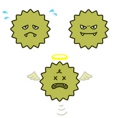 黄色のウイルス　手描き風　イラストセット