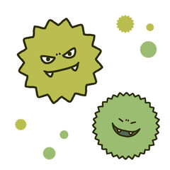 元気なウイルス兄弟　手描き風　イラスト