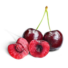 Cherry sweet and juicy organic cherries  isolated on white background. This has clipping path.