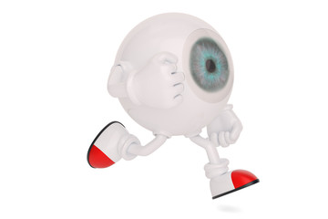 Eyeball cartoon character isolated on white background. 3D illustration.