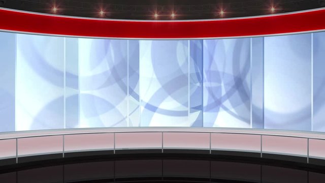  12HD News TV Virtual Studio Green Screen Red Background Stars