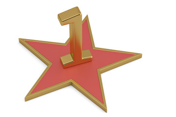 Golden Number On Star Podium. 3D illustration.