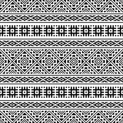 Behang Etnische stijl Naadloze etnische patroon. Traditioneel stammenpatroon in zwart-witte kleur