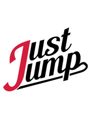 Obraz premium cool logo fallschirmspringer just jump einfach springen hobby geöffneter fallschirm spaß absturz fliegen fallen tief boden springen clipart luft design
