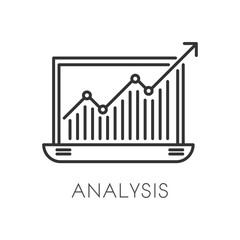 Graphic in laptop, business analysis and developing strategy isolated icon