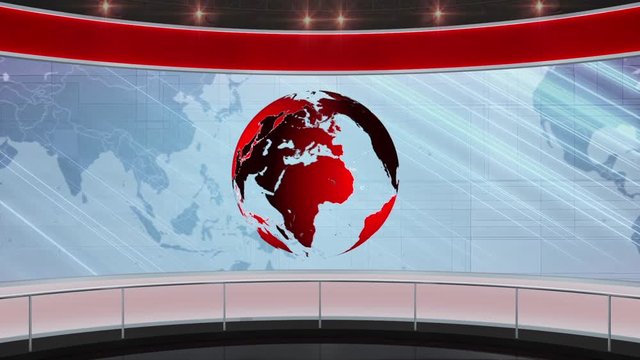 15HD News Virtual Studio Green Screen Background Red Globe