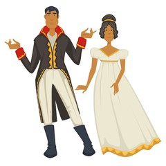 Vintage fashion, Empire epoch style, man and woman