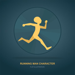 Running character in circle. Runner cartoon character vector illustration.