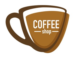 Coffee shop or house isolated icon, hot drink in cup