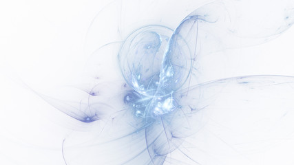 Abstract transparent silver crystal shapes. Fantasy light background. Digital fractal art. 3d rendering.