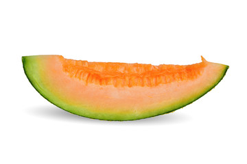 Melon Tibetan (Hamigua melon ) in red net foam protection isolated on white background. This has clipping path. 