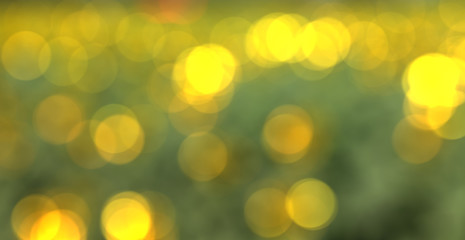 Bright yellow bokeh background, colourful dot pattern. 