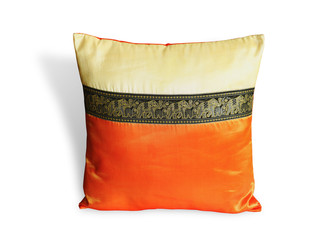 Orange pillow isolated on white background. This has clipping path. 