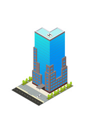vector isometric hotel, apartment,or skyscraper building